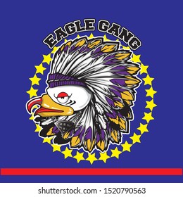 cartoon eagle wearing feather hat