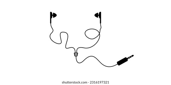 Cartoon ear plugs icon. Earbuds sign. Earplugs for sound, music or pop concert plugs. Headphone, headset logo. Earphone for music.
