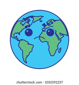 cartoon earth globe planet sad character