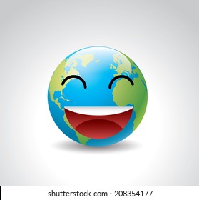 Earth Emoji Happy Emoticon Crying Laugh Stock Vector (Royalty Free ...