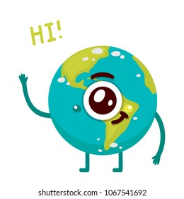 Cartoon Earth, monster, character, vector.