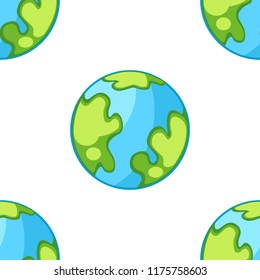 Cartoon earth planet seamless pattern