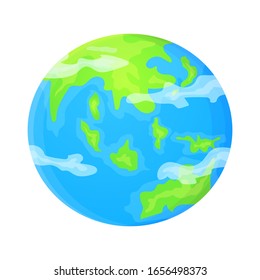 Cartoon Earth planet. Stock vector illustration in flat style isolated on white background.