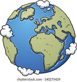 Cartoon earth. Vector clip art illustration with simple gradients. All in a single layer.