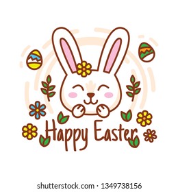 Cartoon Easter Bunny Badge. 100% Vector