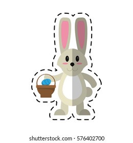 cartoon easter bunny with basket egg