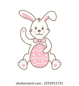 Cartoon Easter Bunny with Decorative Egg Illustration