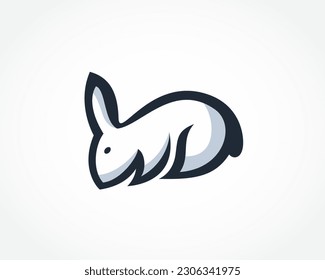 cartoon easter bunny drinking art rabbit logo design template illustration