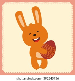 Cartoon Easter Bunny with egg in hand