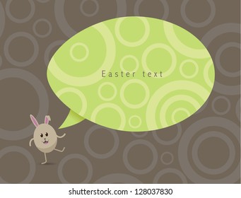 Cartoon Easter Bunny With Egg Speech Bubble. EPS 8 vector, no open shapes or paths. Grouped for easy editing.