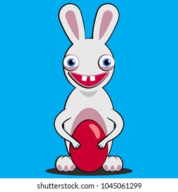 Cartoon easter bunny, funny caricature, vector design