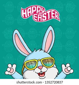 Cartoon easter bunny, hand drawn-vector art