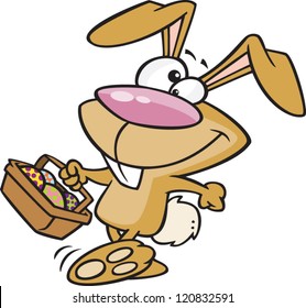 cartoon easter bunny holding a basket