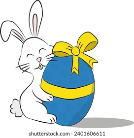 una caricatura conejita de Pascua sosteniendo un huevo de Pascua