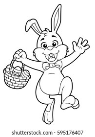 Cartoon Easter Bunny Line Art