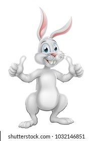 A cartoon of the Easter bunny rabbit character giving a double thumbs up