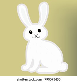 Cartoon Easter bunny. Rabbit isolated on green background. Vector illustration.