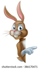 Cartoon Easter bunny rabbit pointing