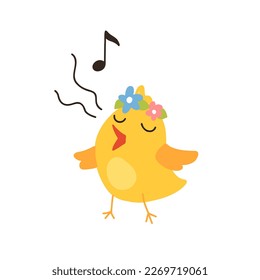 Cartoon Easter chick. Cute baby farm birds with yellow feathers. Cheerful little chickens activities. Funny domestic animals hatched from eggs. Isolated newborn poultry, vector set