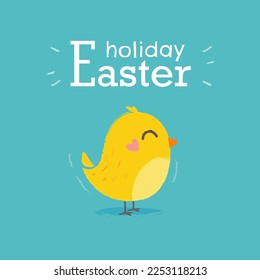 Cartoon Easter chicken. A cute, homely, yellow bird. Funny domestic farm birds isolated on a white background. Vector.