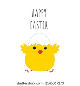 Cartoon Easter chicken. Funny chicken on a white background. Vector ilustration for design and print.