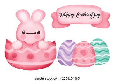 cartoon easter cute bunny card cute greeting illustration vector