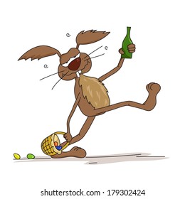 Cartoon easter drunken bunny (vector)