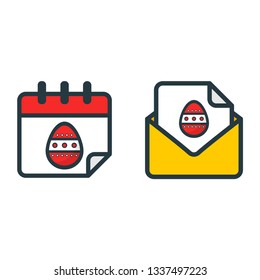 cartoon easter egg calendar and and envelope vector