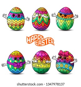 Cartoon easter egg, hand drawn - vector art