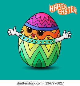 Cartoon easter egg, hand drawn - vector art