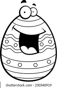 A cartoon Easter egg happy and smiling.