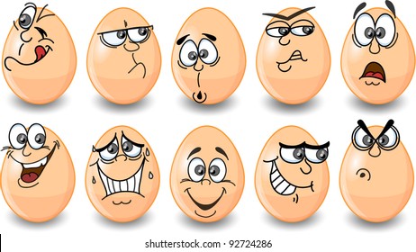 Cartoon easter eggs, happy easter
