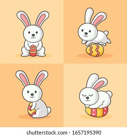 cartoon easter rabbit and egg icon