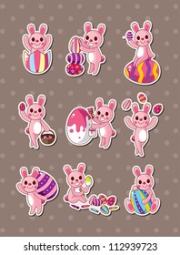 cartoon easter rabbit and egg  stickers