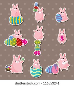 cartoon easter rabbit and egg stickers