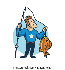 Cartoon Easy Fishing Mascot Logo