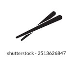 Cartoon eating chopsticks or Chinese chopsticks. In Chinese, chopsticks means kuàizi. Food, sushi, noodles. Thai, Japanese or Asian cuisine. Restaurant tools. Kitchenware icon.