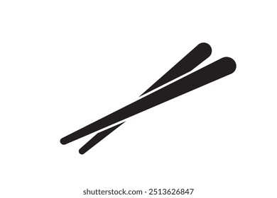 Cartoon eating chopsticks or Chinese chopsticks. In Chinese, chopsticks means kuàizi. Food, sushi, noodles. Thai, Japanese or Asian cuisine. Restaurant tools. Kitchenware icon.