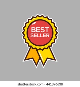 Cartoon E-commerce best seller badge icon with outline