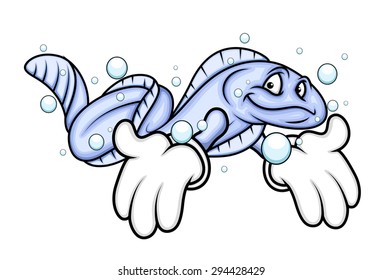 Cartoon Eel Fish Showing Hands