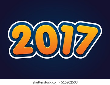 Cartoon effect  letters new 2017 year. Vector editable illustration.