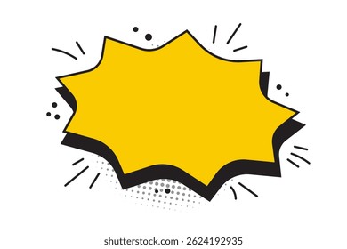 Cartoon effect yellow speech bubble comic design element, empty manga comic star bubble speech