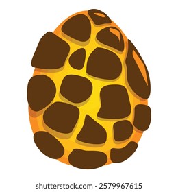 Cartoon egg is decorated with a giraffe skin pattern for an african safari themed party