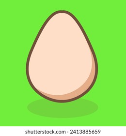 Cartoon Egg in flat design with shadow on the green background