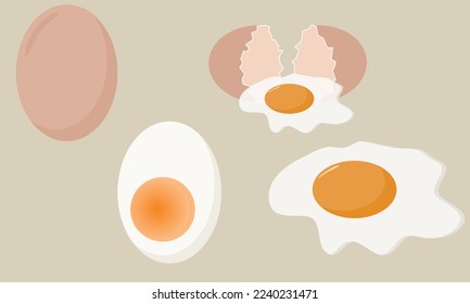 cartoon egg fried egg set boiled egg set half egg
