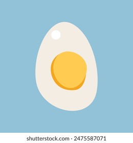 Cartoon egg isolated on white background . Boiled, half, sliced eggs. Vector illustration. Doodle illustration for design , logo , and food design .