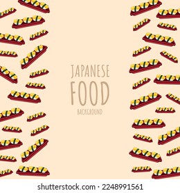 cartoon egg, japanese food frame border background
