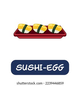 cartoon egg, japanese food vector isolated on white background
