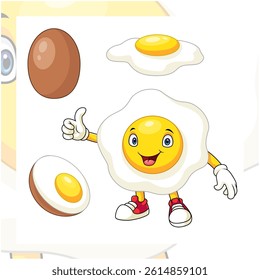 Cartoon egg mascot on white background