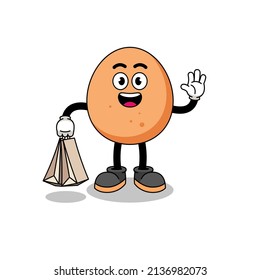 Cartoon Of Egg Shopping , Character Design